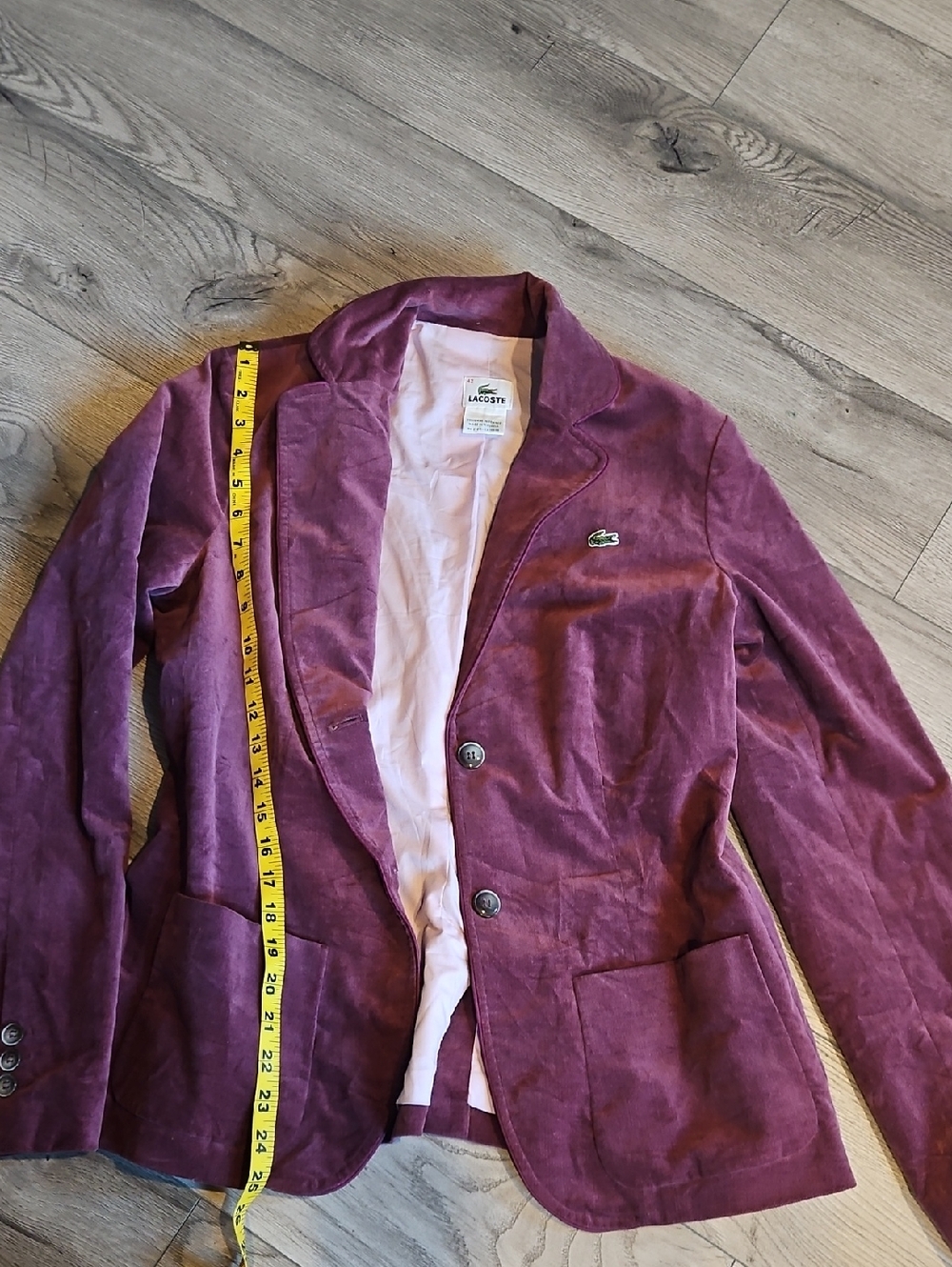 Lacoste Wine/ Burgandy Velvet Blazer Size 42 Large - Picture 6 of 10
